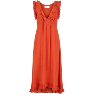ZIMMERMAN Flutter Silk Midi Dress In Red (Size 6) - TAGS ON (never worn)